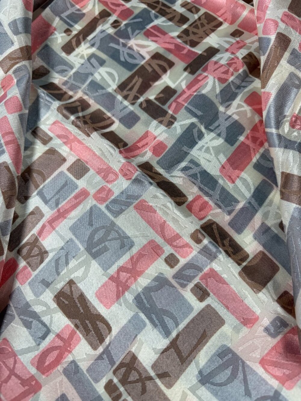 Vintage Yves Saint Laurent YSL Cotton Scarf Geometric 22" - Picture 13 of 13